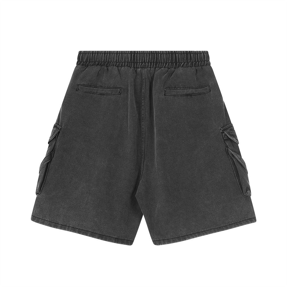 Men Shorts Vintage Denim Shorts Distressed Multi-Pocket
