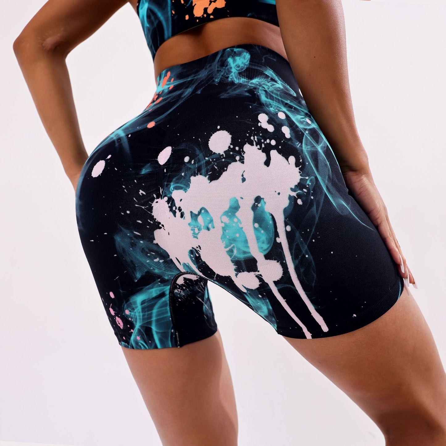 Women Yoga Sports Shorts 3D Printed Hip Lifting Yoga Shorts Fitness Sports Pants