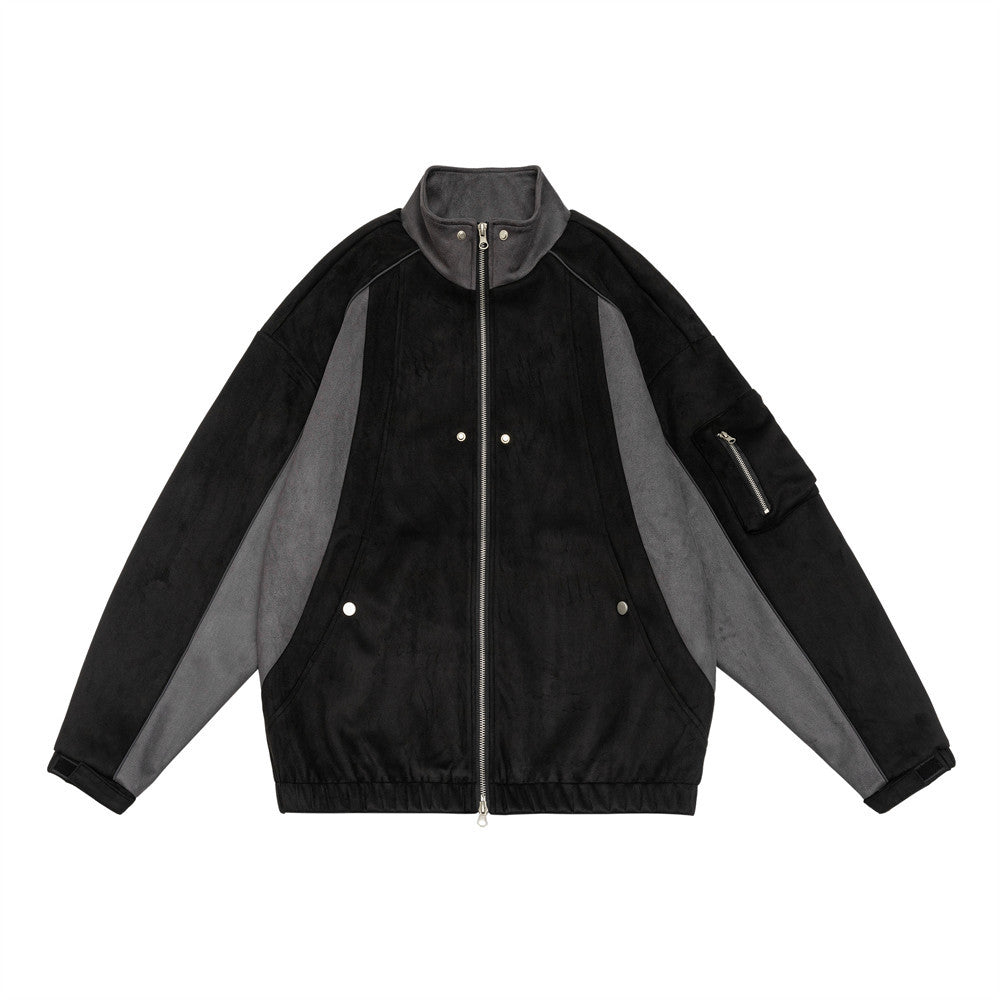 Men Jacket Coat Stitching Contrast Color Coat Men's Casual Loose Flight Jacket Autumn and Winter