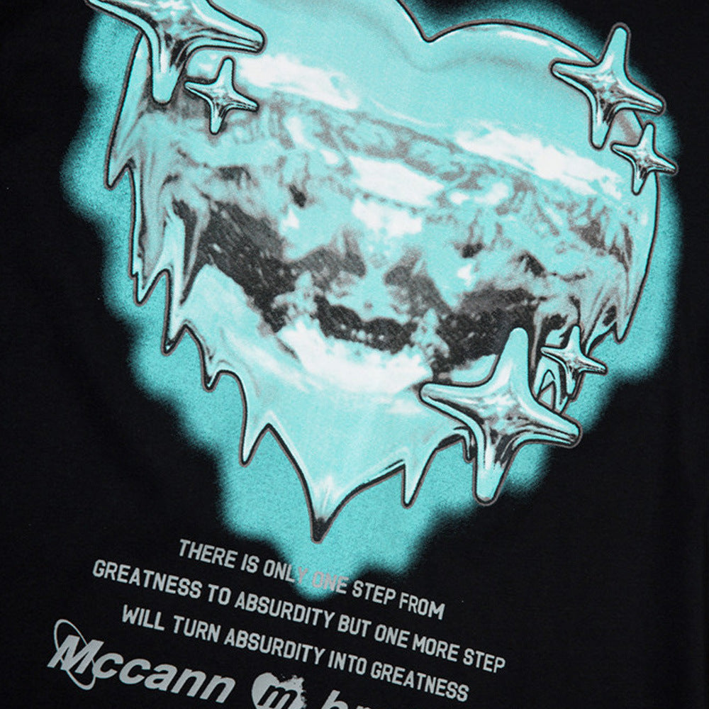 Men Long Sleeve T-Shirt Niche Heart Shaped Love Printing