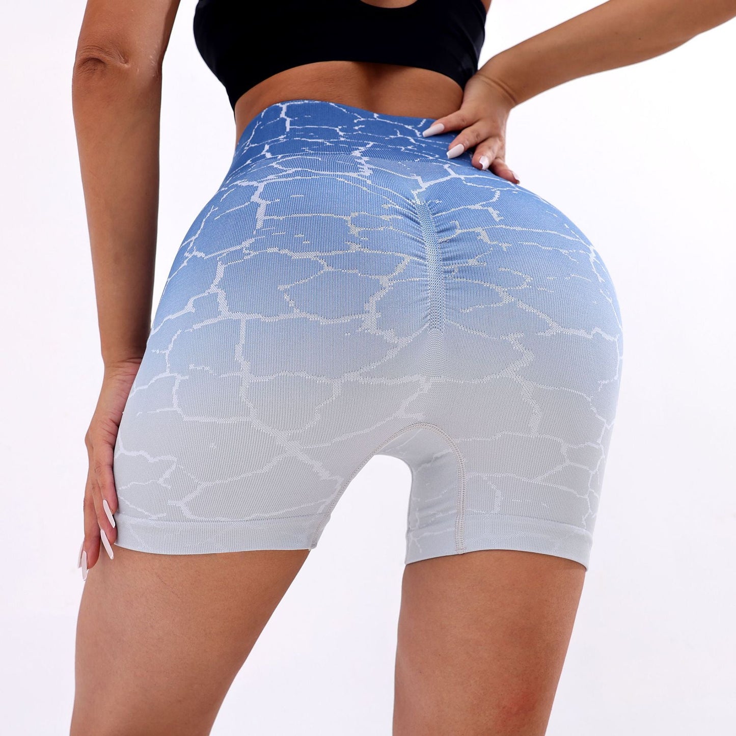 Women Yoga Sports Shorts Quick-Drying Yoga Pants 3D Gradient Color Sports Shorts