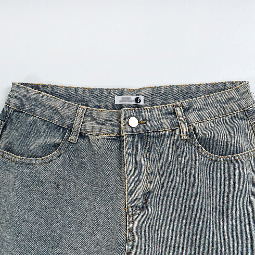 Men Jeans Five-Pointed Star Patch Loose Casual