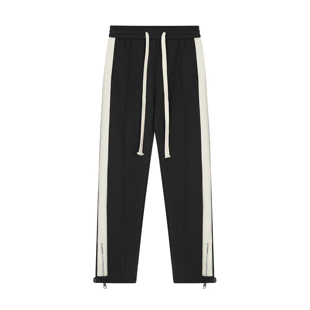 Men Sweatpants Side Stitching Casual Long Sports Pants Men's Elastic Waist Sports Straight Baggy Pants