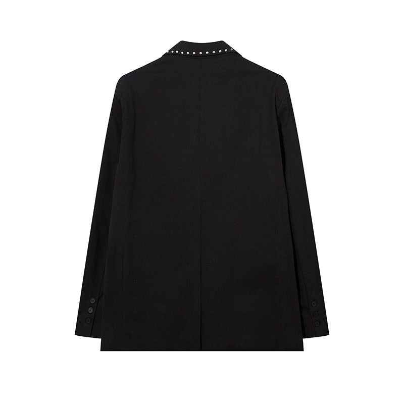 Women Jackets Retro Minority Design Jacquard Suit Jacket Loose