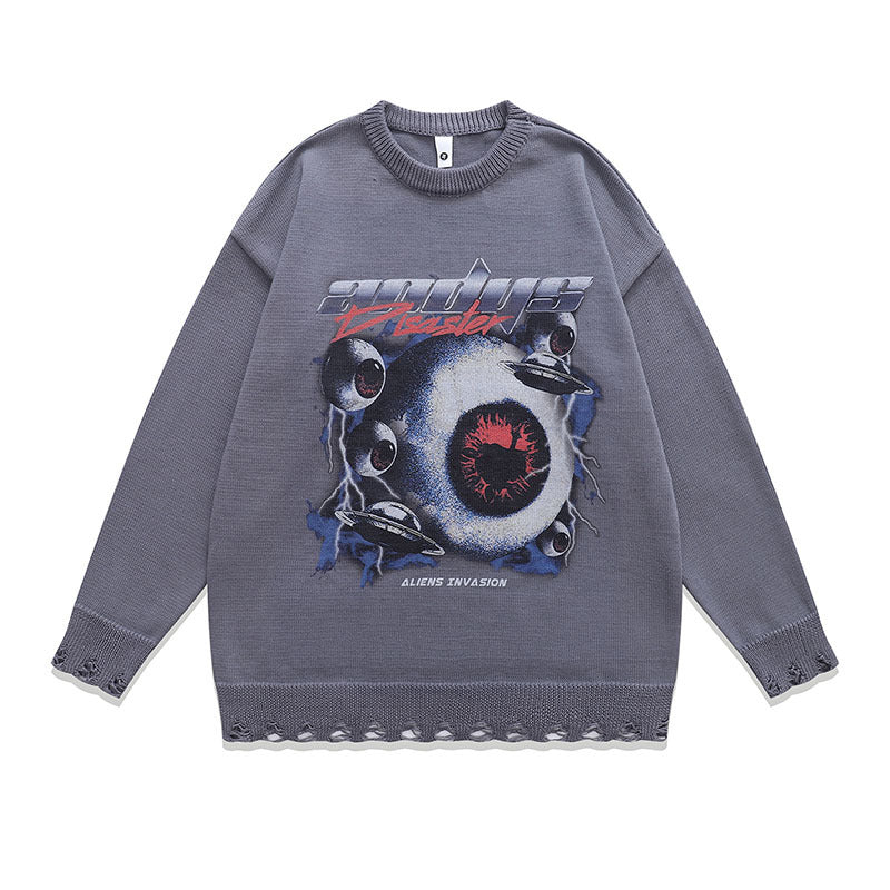 Women Sweater Vintage Printed Idle Style Knitwear