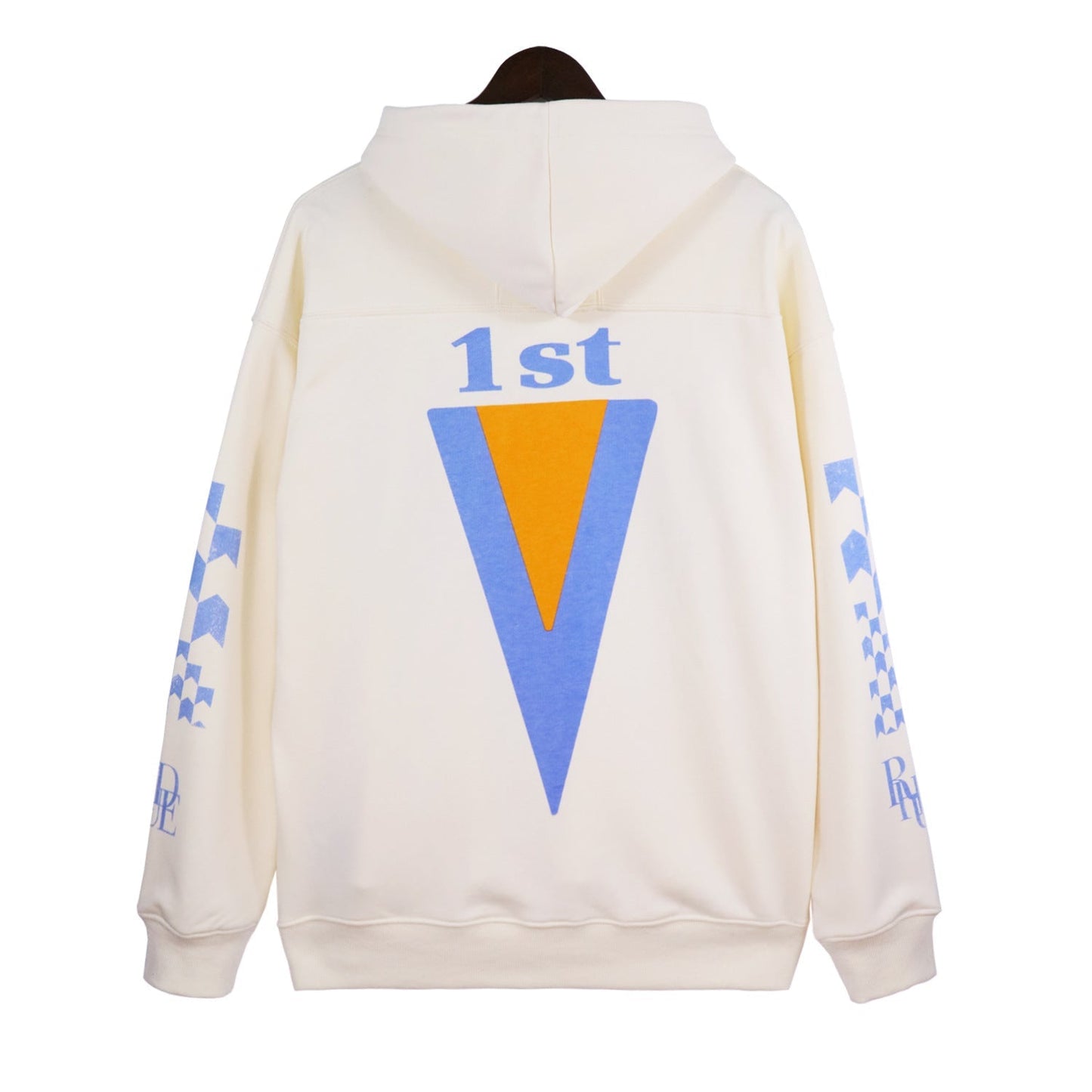 Rhude Hoodie Speedboat Plaid Sleeve Vintage Printed Hooded Sweater Jacket
