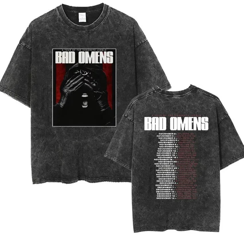 Bad Omens Band Music Tour 2024 Washed T Shirt Retro 90s