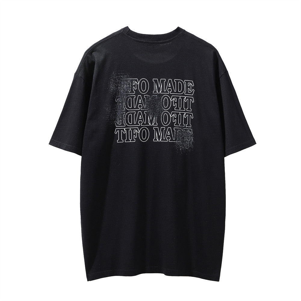 Men Vintage T-Shirt Printed Short-Sleeved T-shirt Men's Summer Loose