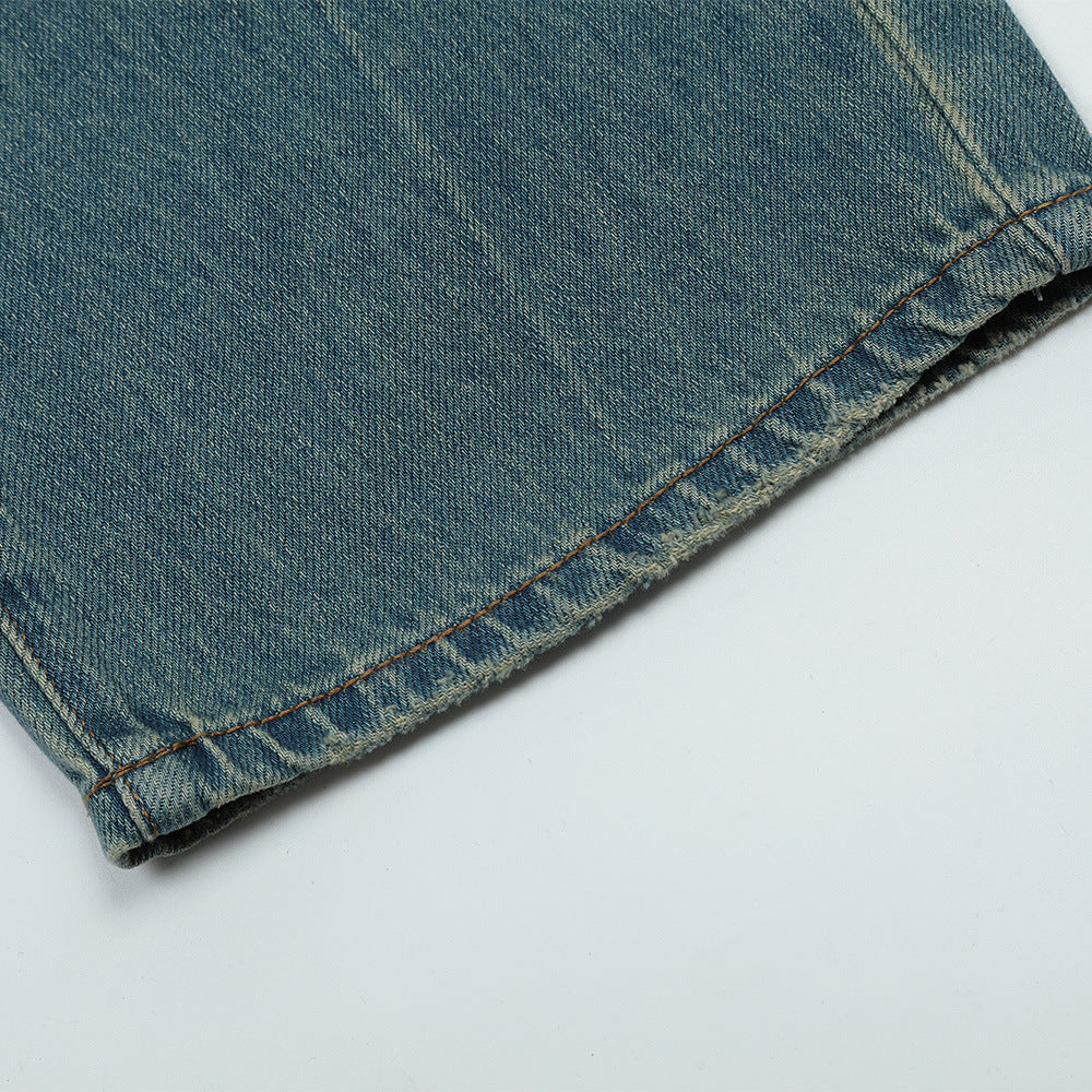 Men Jeans Ground White Retro Loose Casual