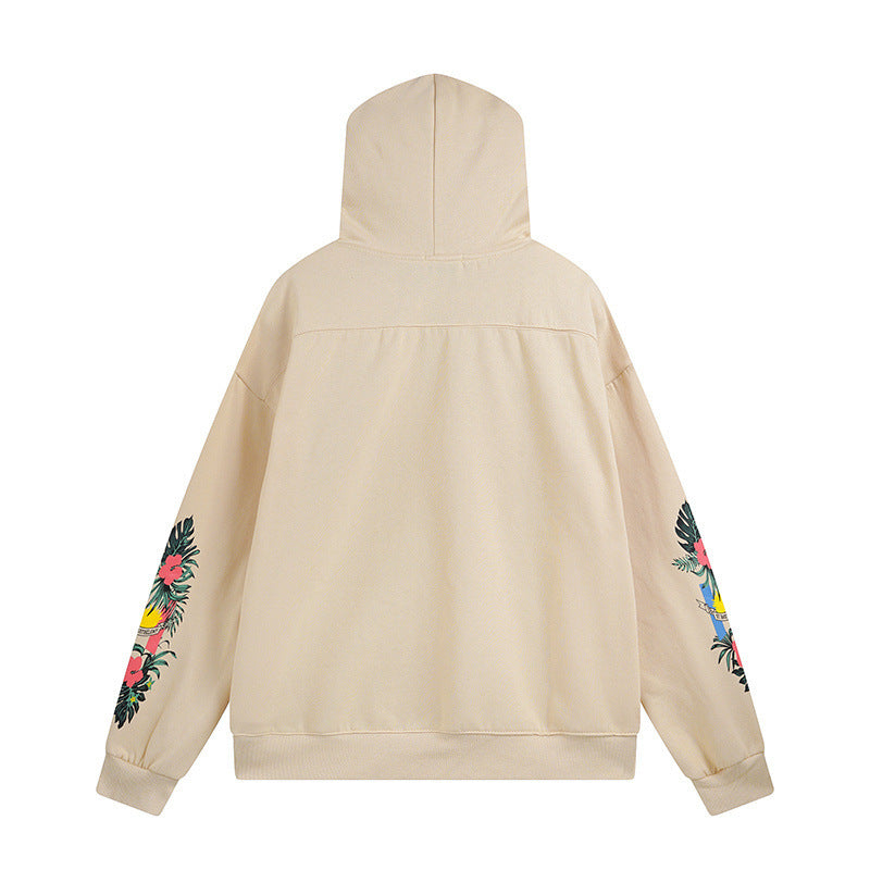 Rhude Hoodie Floral Letter Print Hooded Sweater