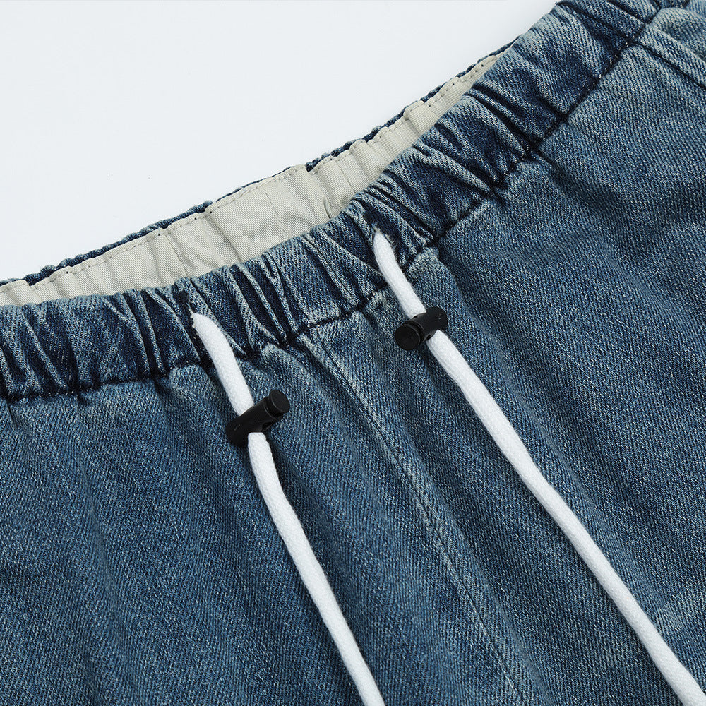 Men Jeans Simple Hip Hop Loose Casual Wide Leg