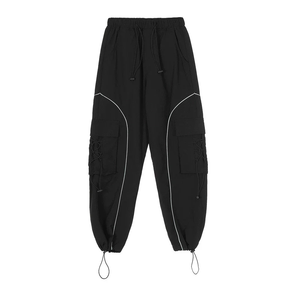 Men Sweatpants Multi-Pocket Cargo Pants Men's Casual Loose Wide-Leg Straight Trousers