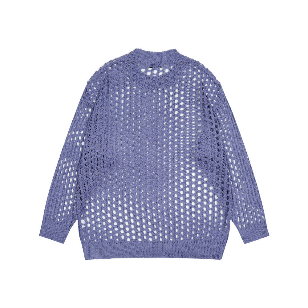 Men Sweater Fashion Special-Interest Mesh Personalized Knitted Sweater