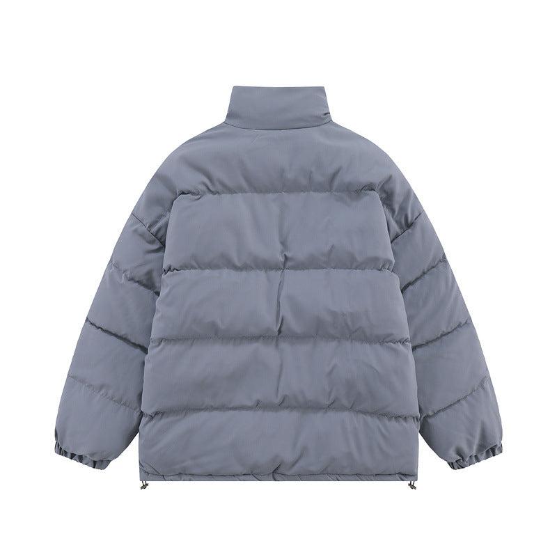 Men Coat Vintage Solid Color Stand Collar Cotton-Padded Jacket Thickened