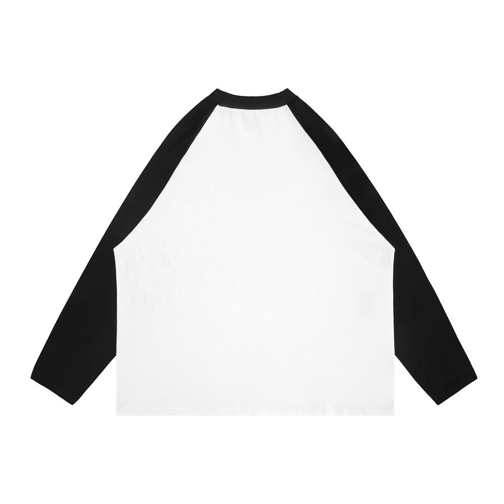 Men Long Sleeve T-shirt Black and White with Loose Letter Printing