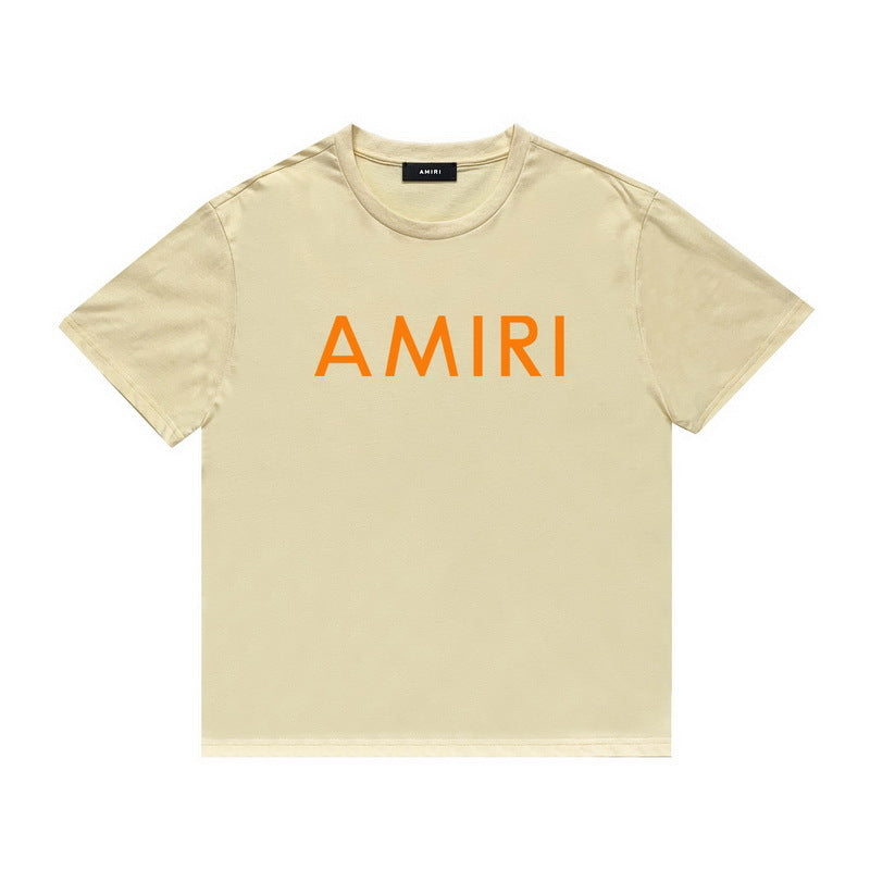 Amiri T Shirt Letter Print Casual Hip Hop round Neck Short Sleeve T-shirt