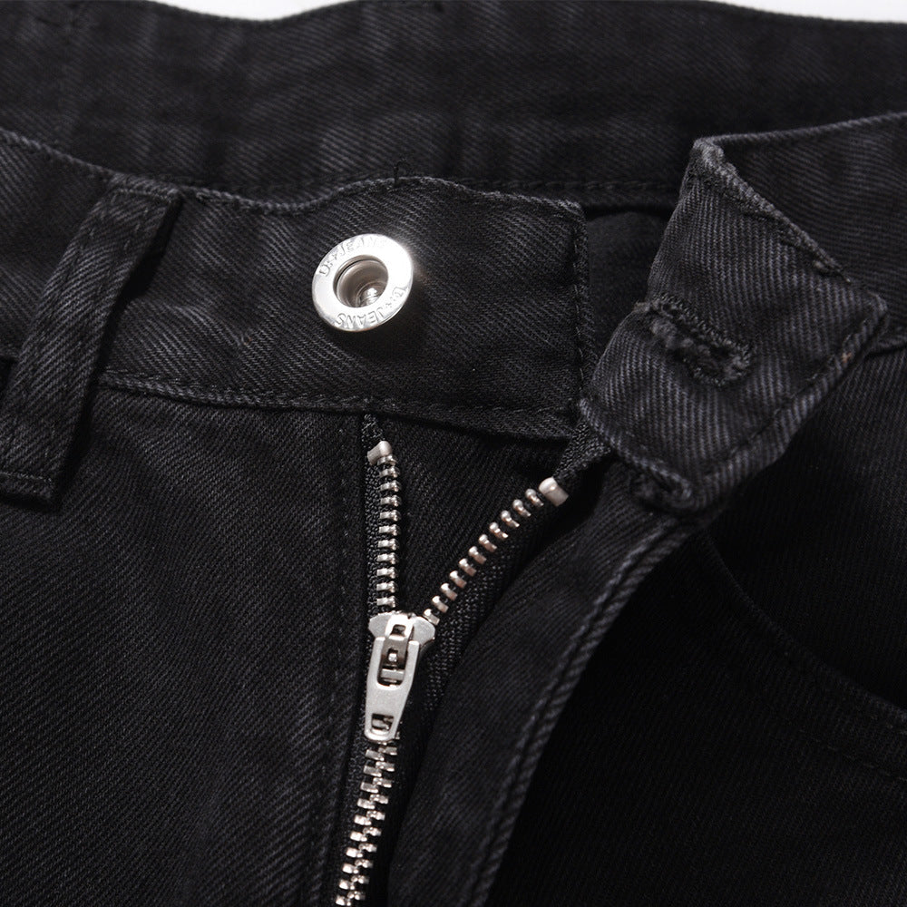 Men Jeans Stitching Loose Casual Trousers