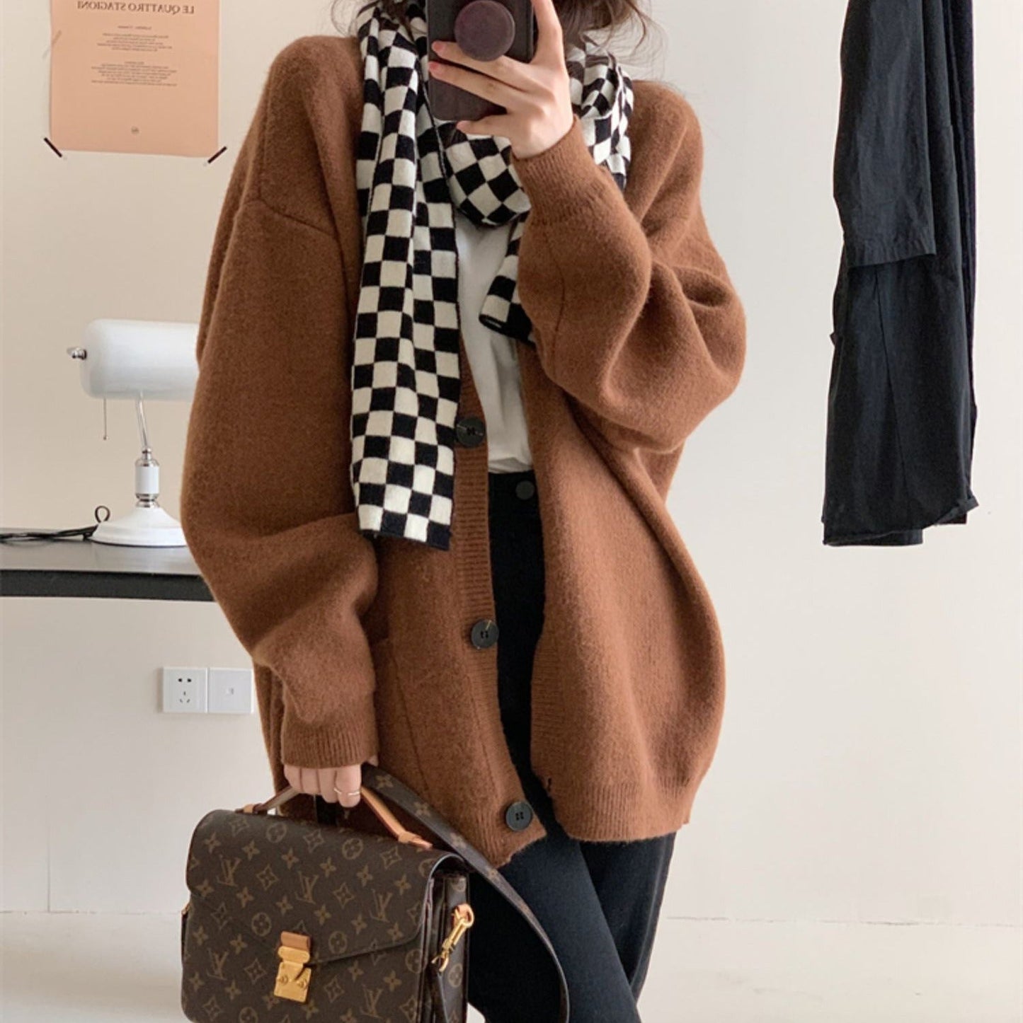 Women Knitted Cardigan Autumn and Winter Sweater Cardigan V-neck Knitted Jacket