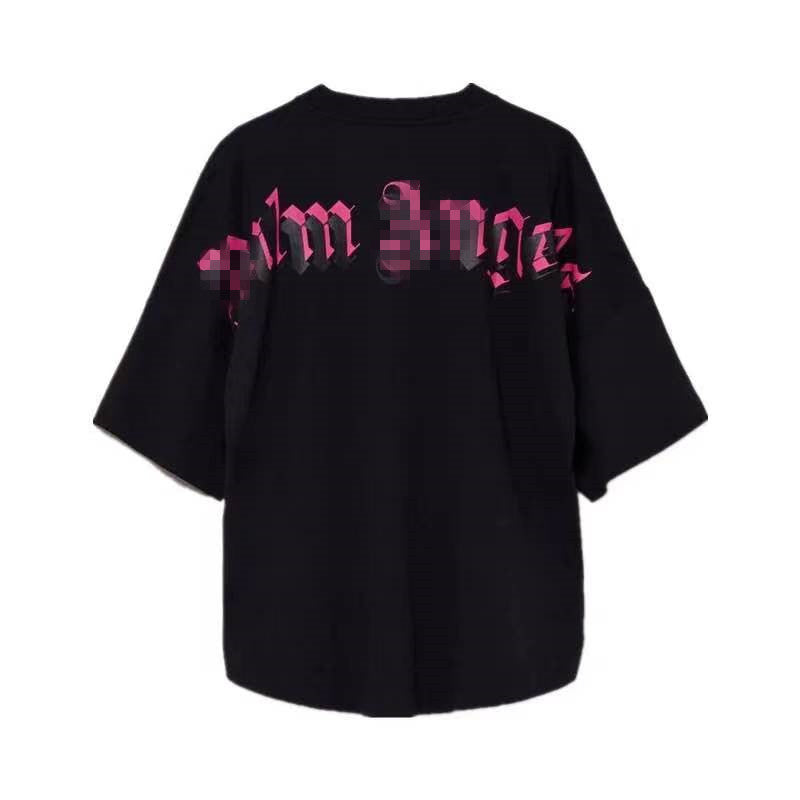 Palm Angle T Shirts Pink Logo Loose Half Sleeve