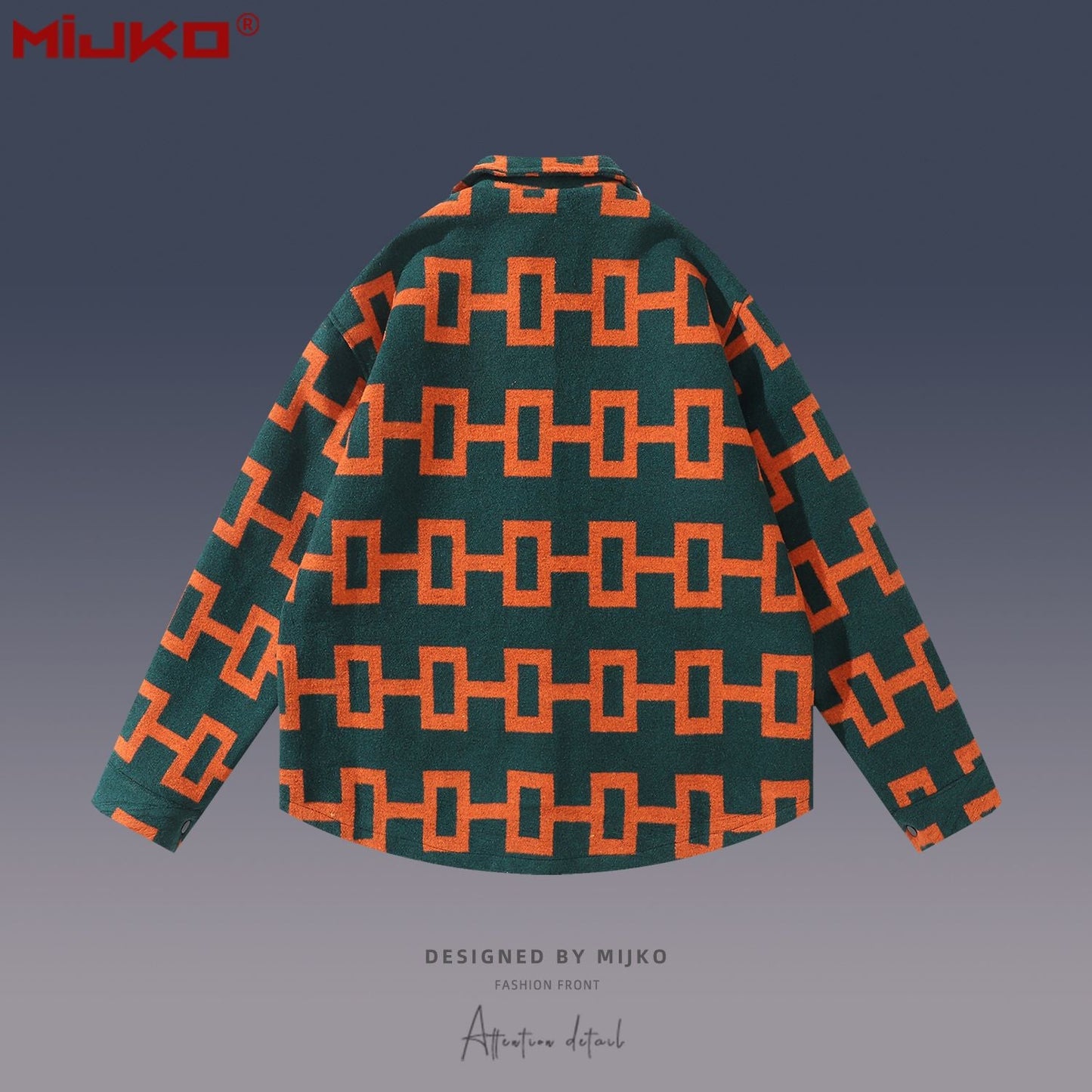 MIJKO Mens Jacket Geometric Striped Jacket