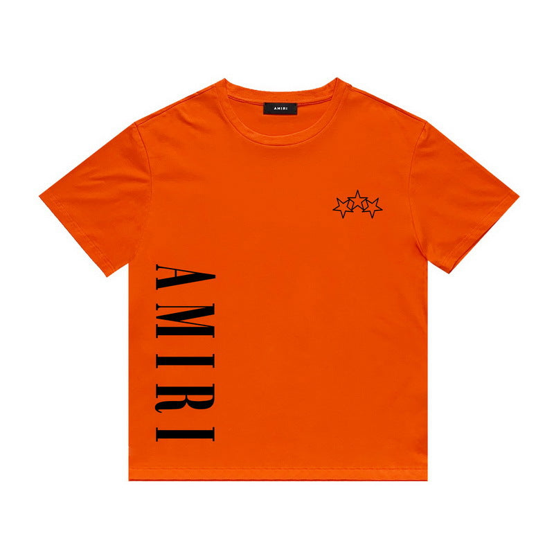 Amiri T Shirt Five-Star Letter Print Casual Hip Hop round Neck Short Sleeve T-shirt