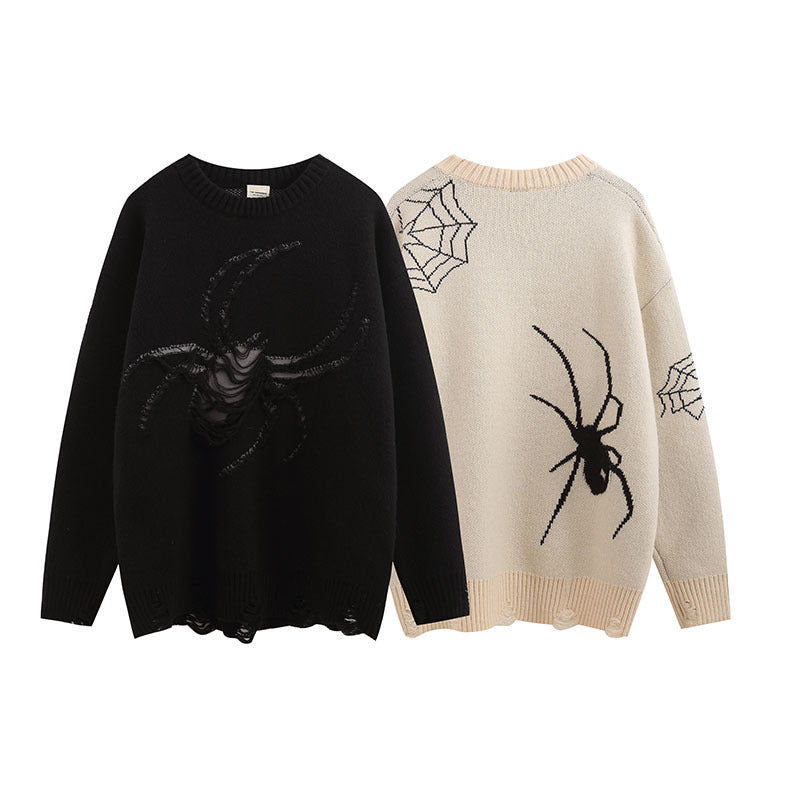 Women Sweater Spider Jacquard Knitted Sweater Versatile