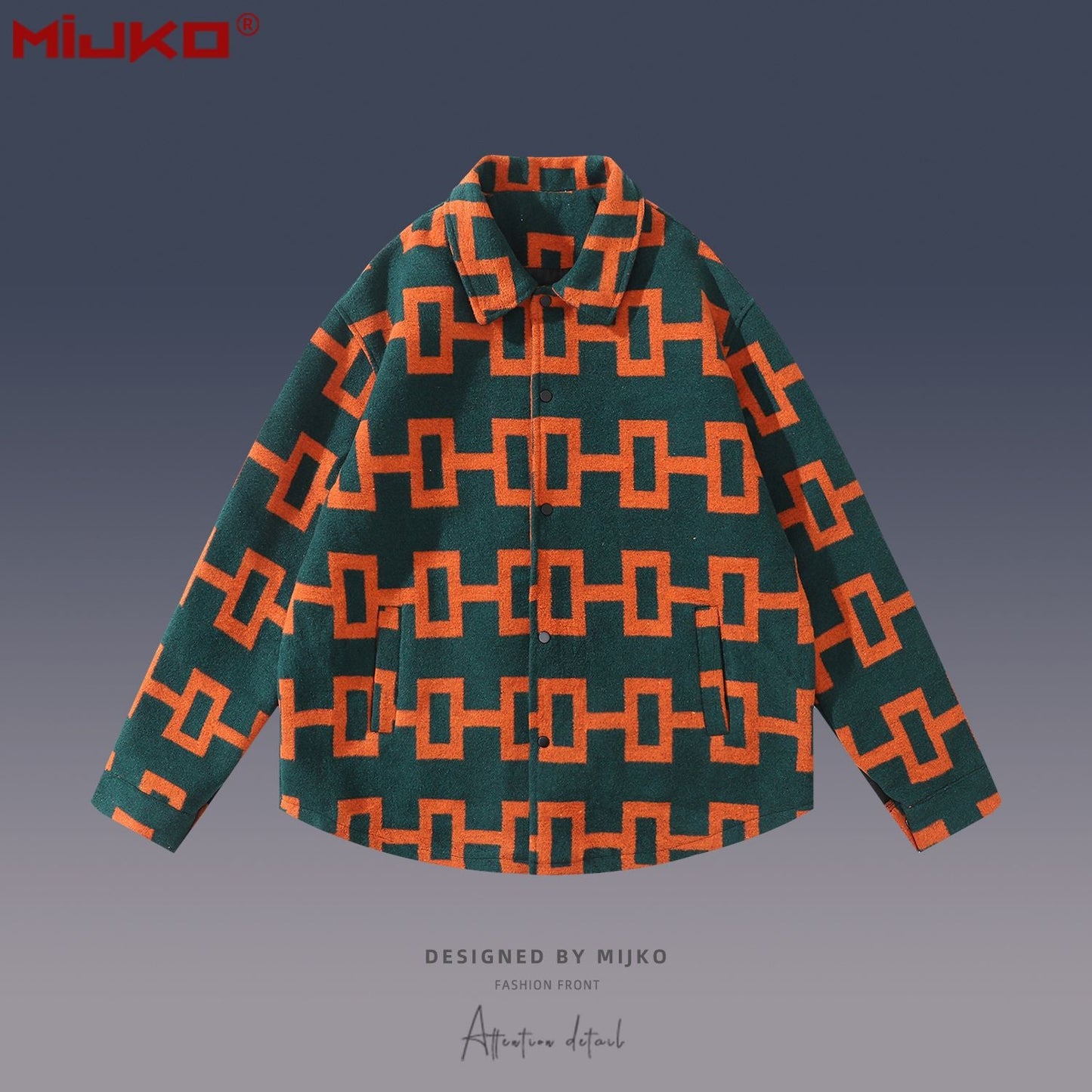 MIJKO Mens Jacket Geometric Striped Jacket