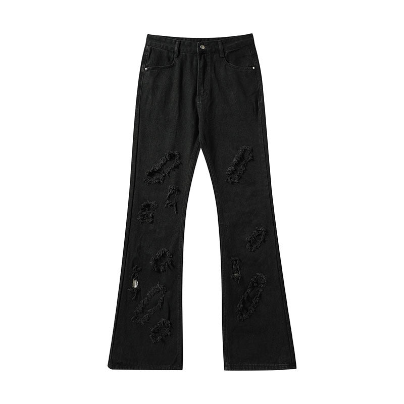 Men Jeans Ripped Straight Jeans Vintage Loose Denim Trousers