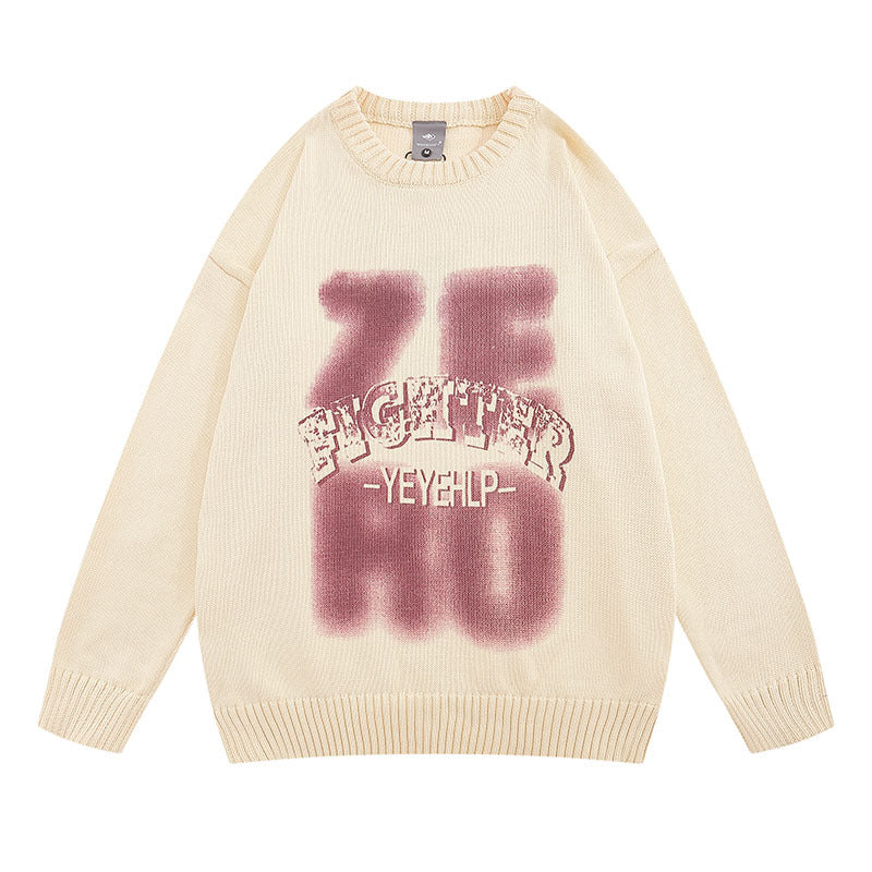 Women Sweater Abstract Personalized Printed Knitted Top Oversize Versatile