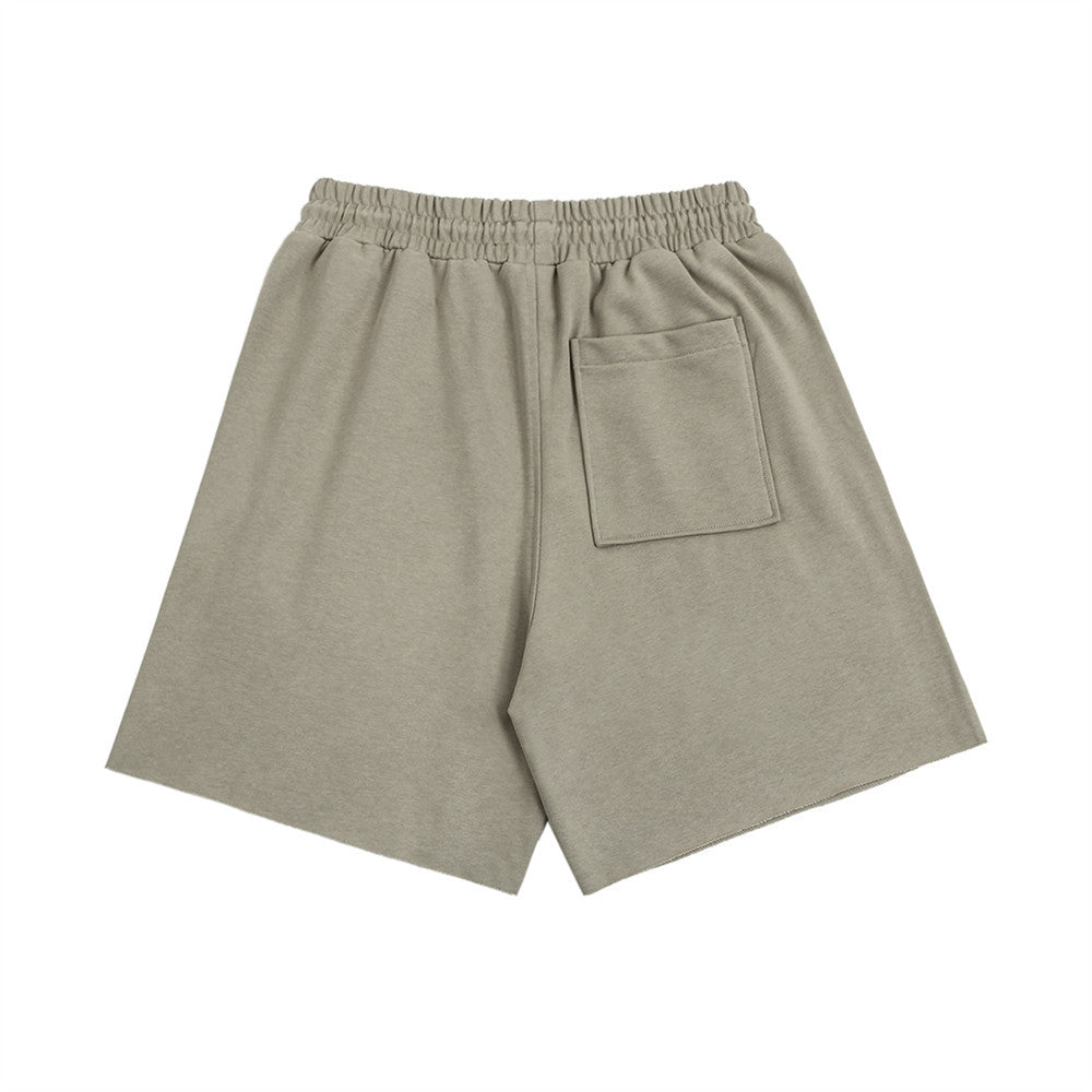Men Shorts Embroidered Cotton Loose Summer Frayed Sports