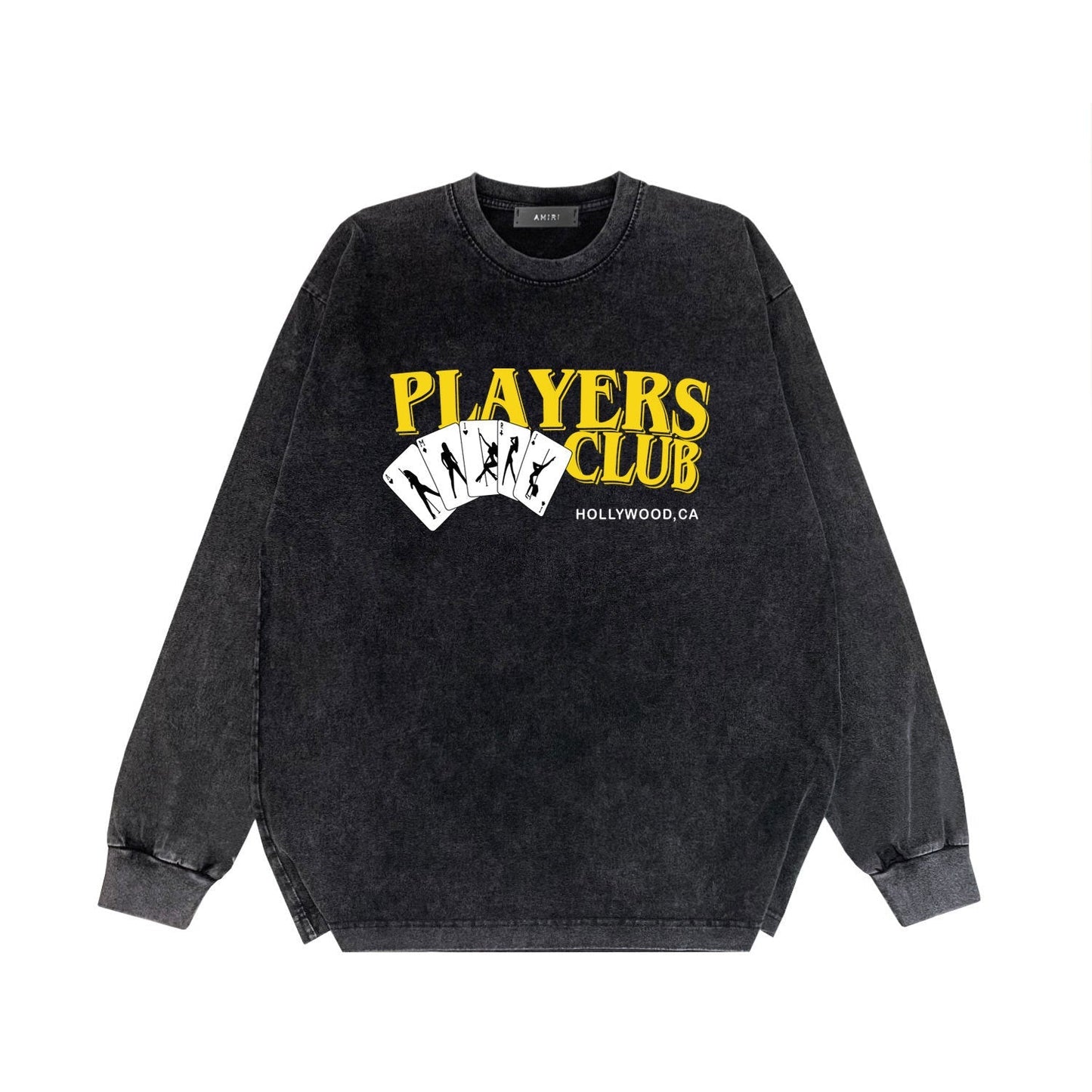 Amiri Long-Sleeve Shirt Creative Poker Pattern Vintage Long Sleeve T-shirt