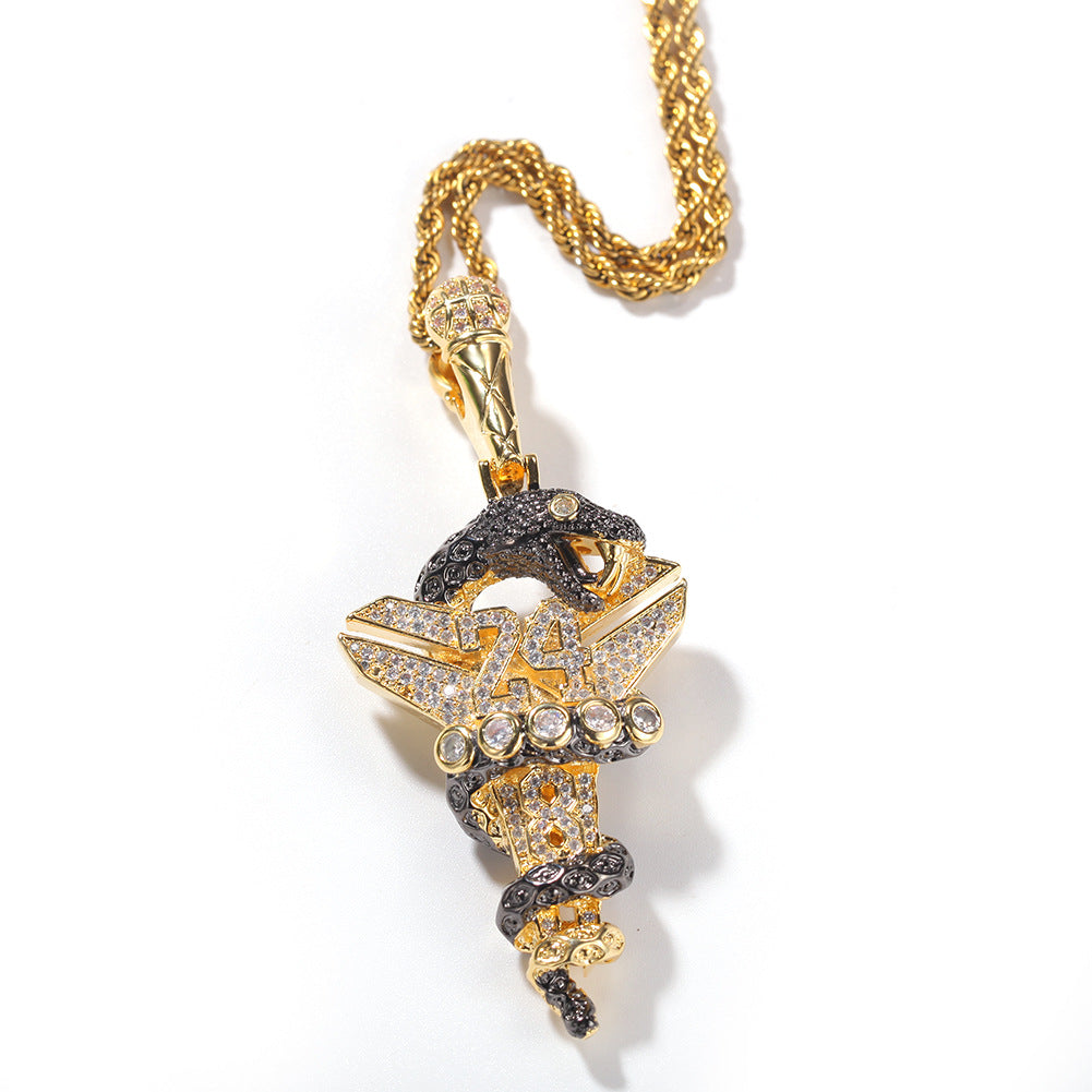 Jewelry Hip Hop Kobe Black Mamba Viper Cross Pendant Necklace Angel Pieces Animal