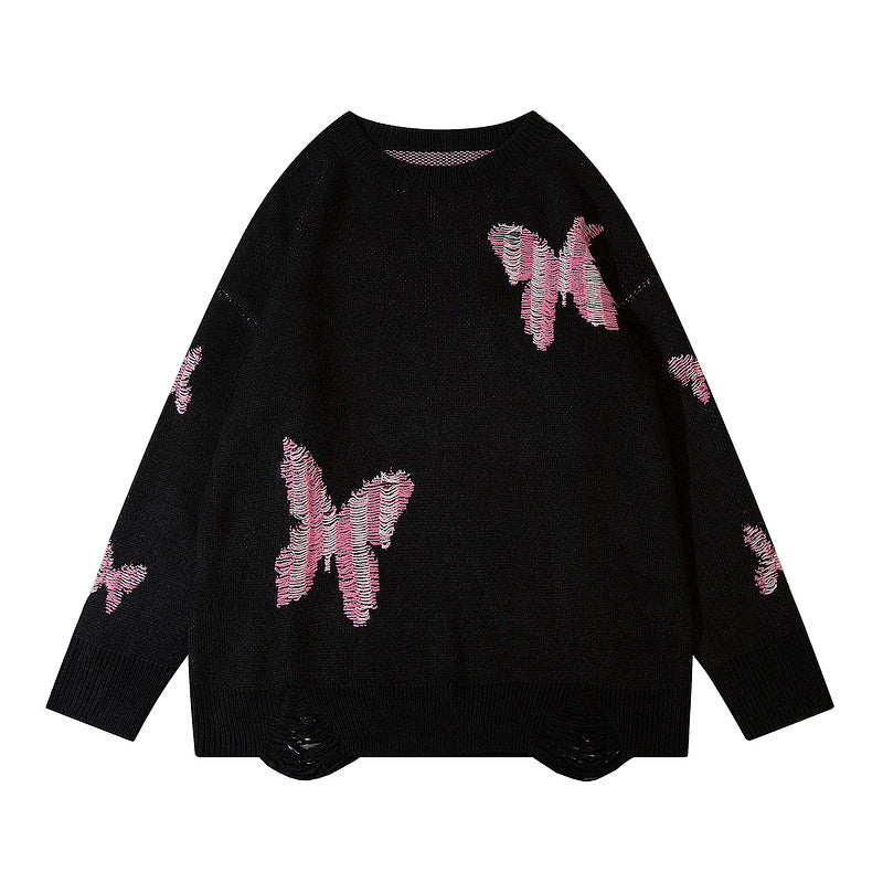 Women Sweater Vintage Butterfly Sweater Casual