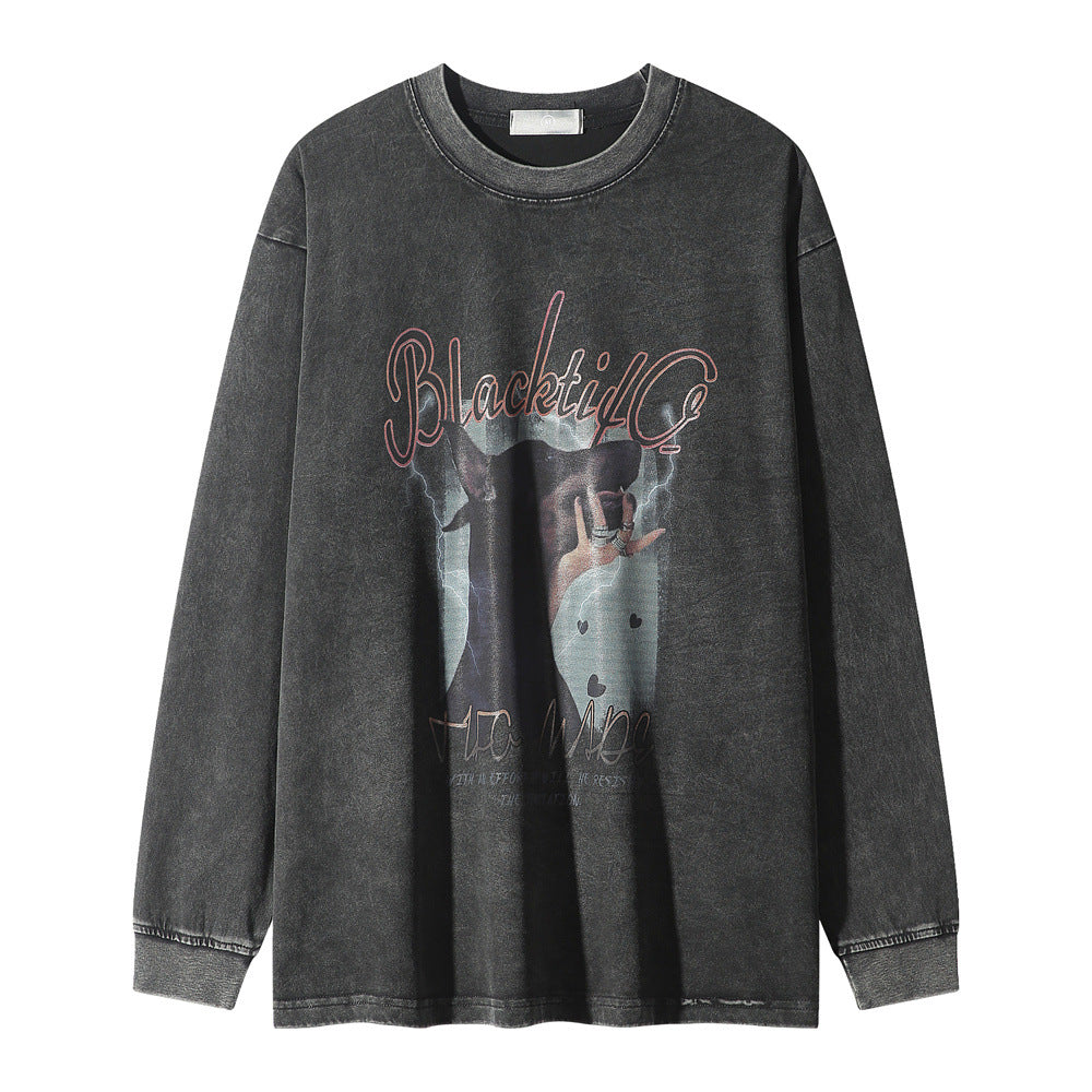 Men Long Sleeve T-shirt Doberman Pinscher Printed Distressed