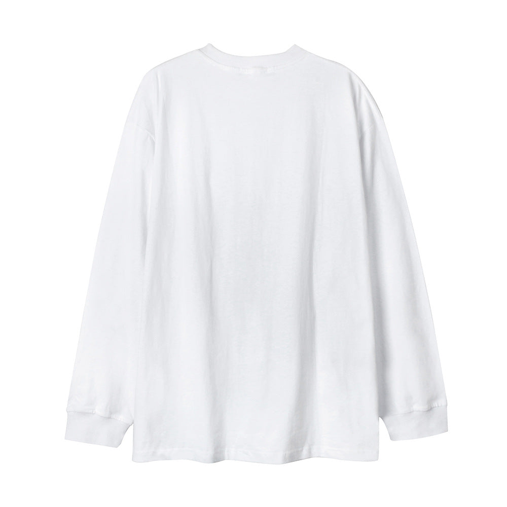 Men Long Sleeve T-Shirt Fun Cat Printing Loose Casual