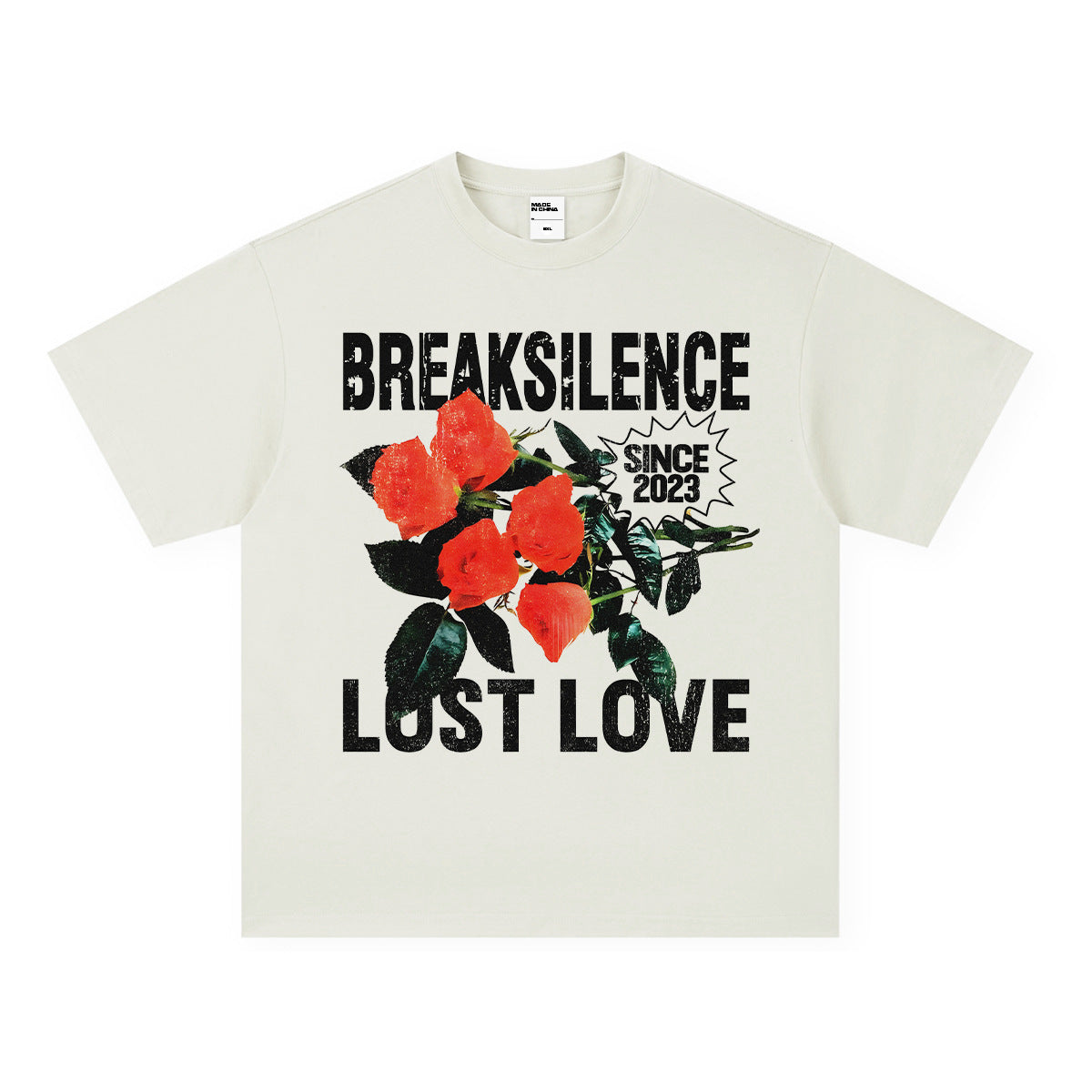 Vintage T-shirts Rose Print Men's and Women's Short Sleeve T-Shirts Loose