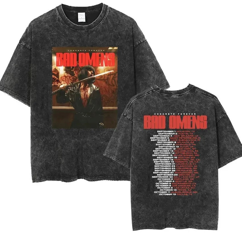 Bad Omens Band Music Tour 2024 Washed T Shirt Retro 90s