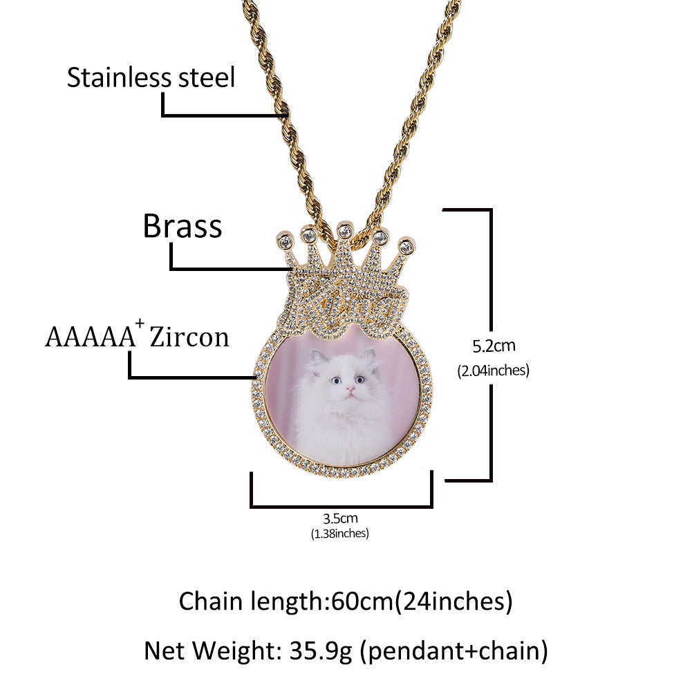 Jewelry INS Wind Crown Pendant Hip Hop Necklace with Diamonds St. Valentine's Royalty Spectrum