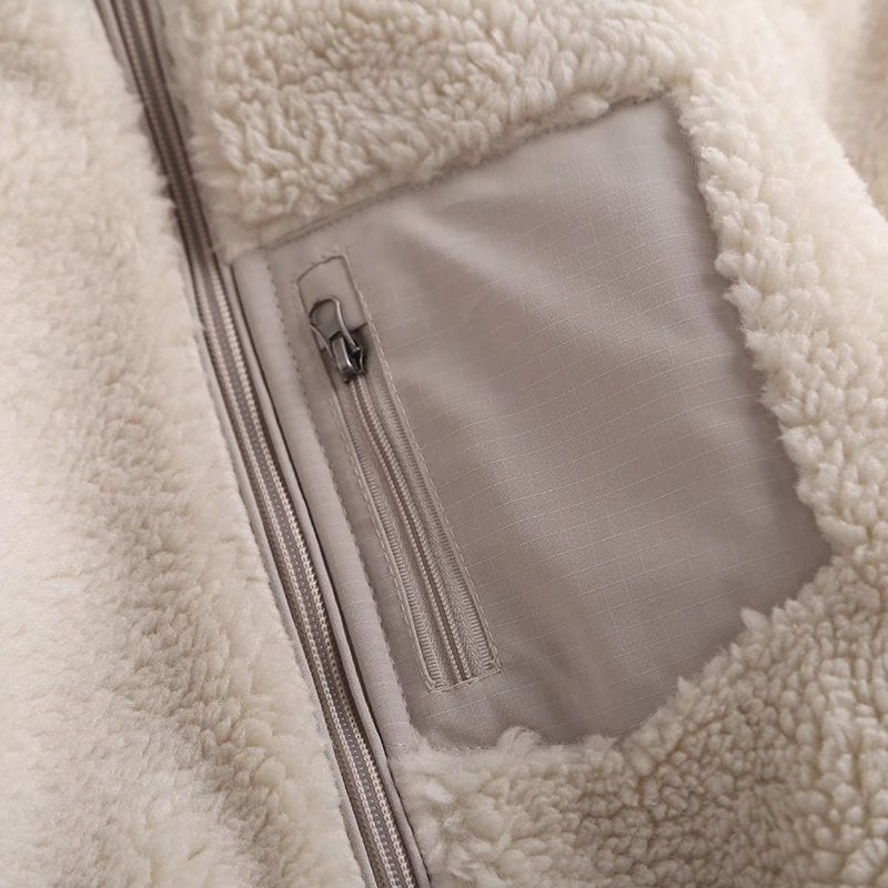 Women Cotton Coat Polar Fleece Winter Thermal Zipper Fleece-Lined Thicken Children