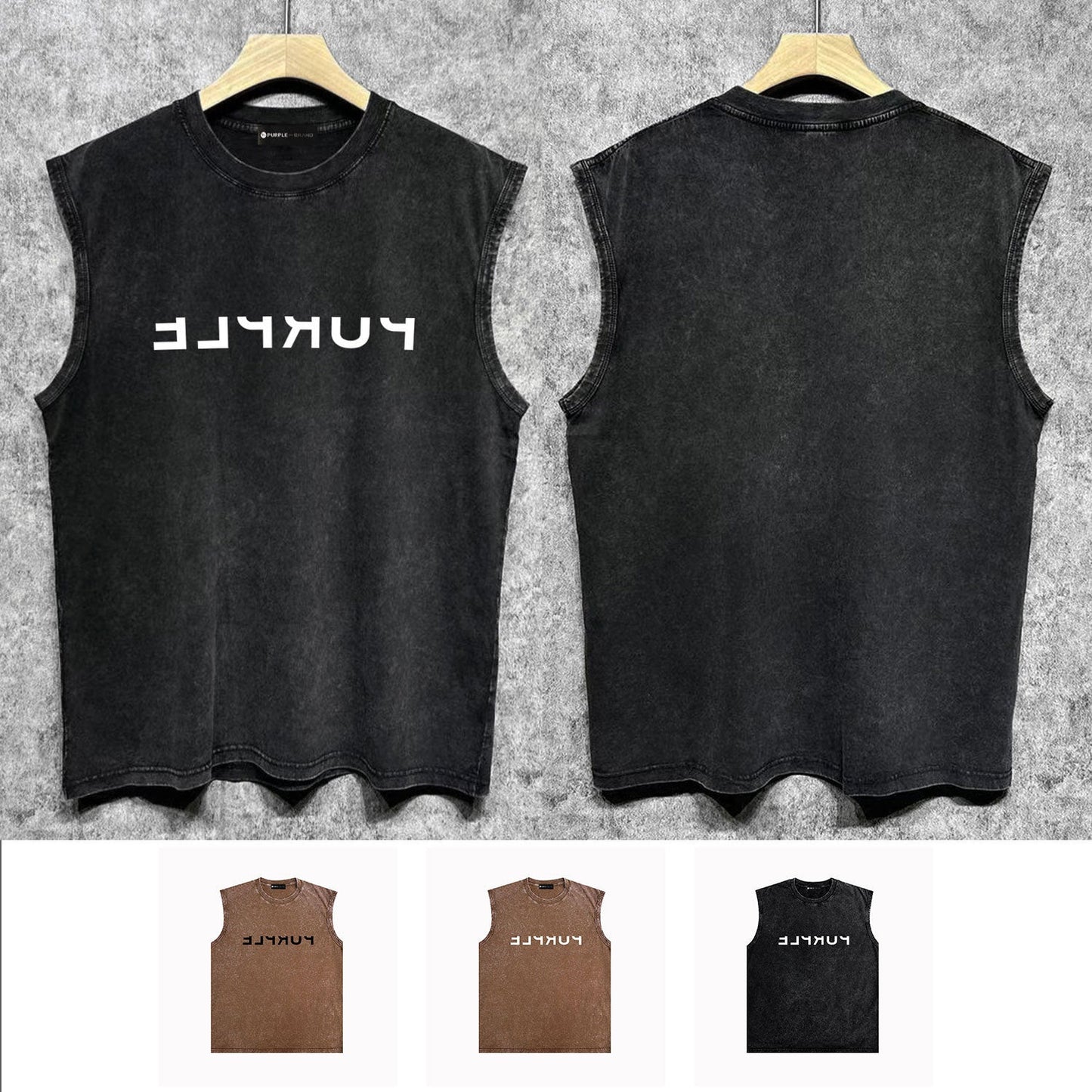 Purple Brand Distressed Tank T Shirts Distressed Sleeveless T-shirt Vest
