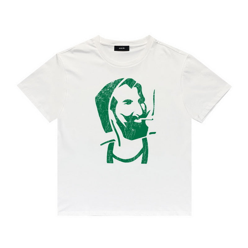 Amiri T Shirt Letter Print Casual Hip Hop High Street round Neck Short Sleeve T-shirt