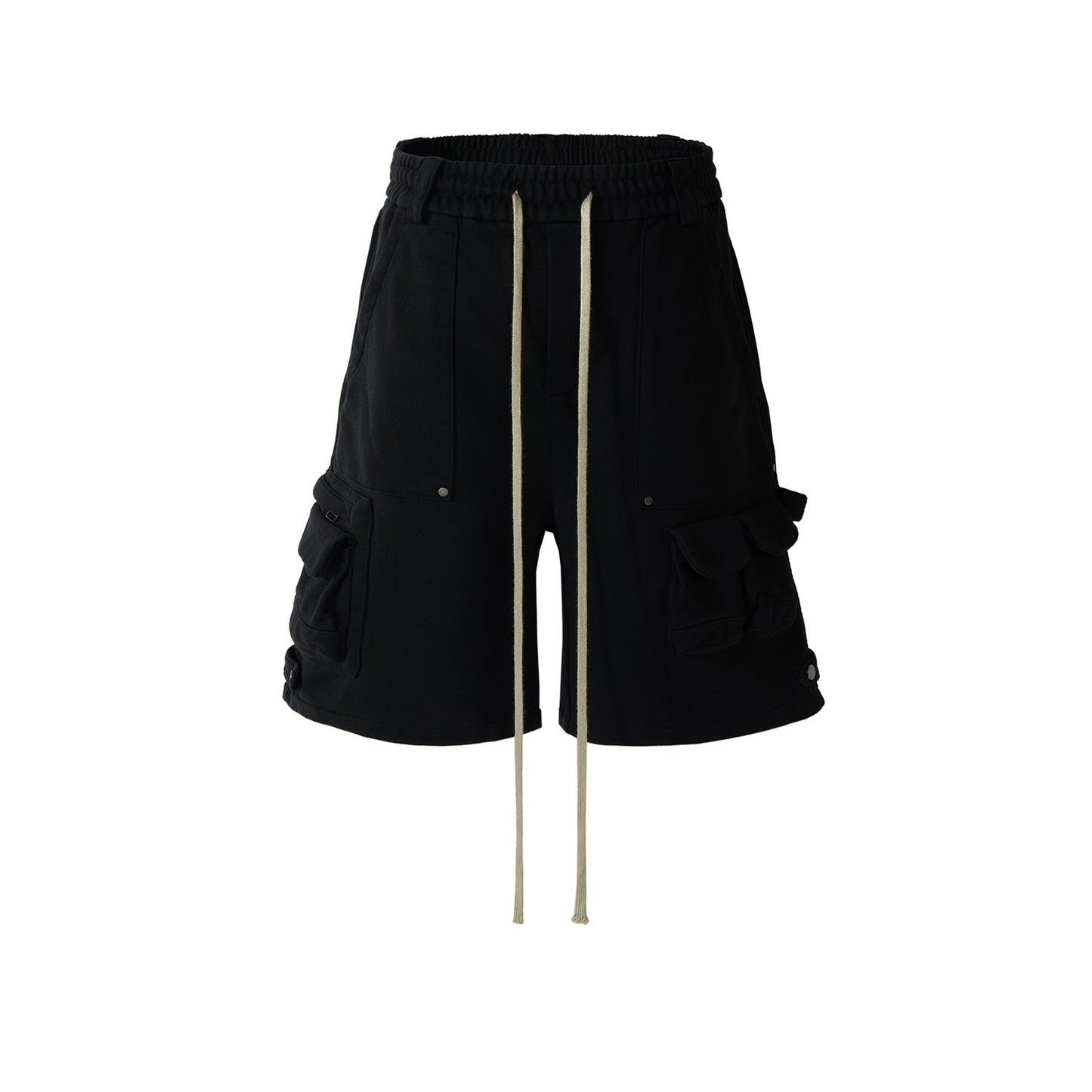 MIJKO Men Shorts Zipper Multi-pocket Casual Drawstring Shorts