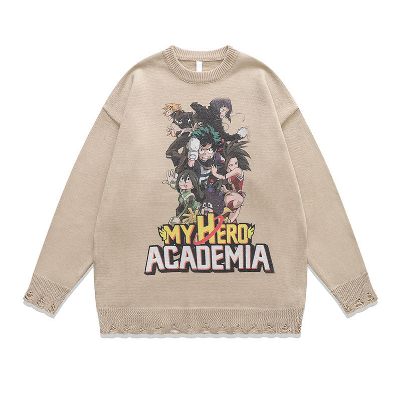 Women Sweater Vintage Cartoon Anime Lazy Style Knitted Sweater
