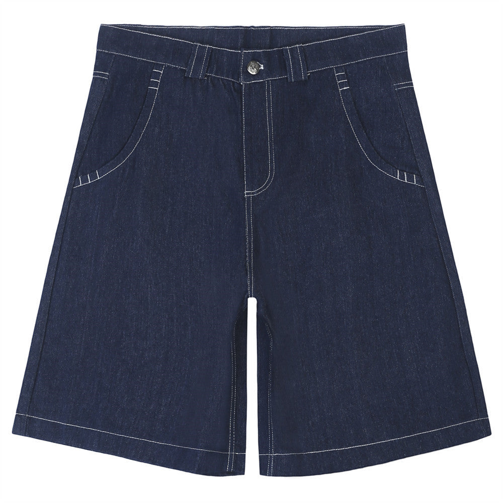 Men Shorts Printed Straight Denim Shorts Loose