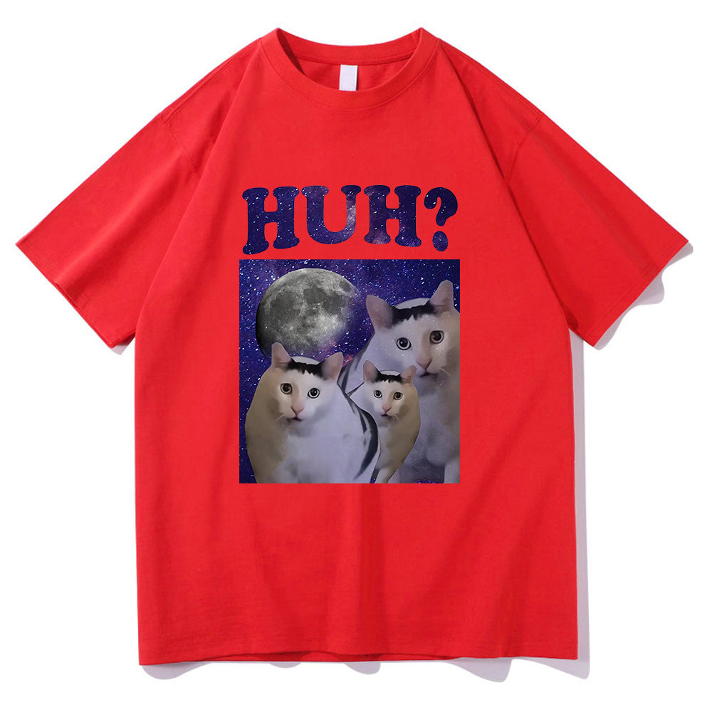 Kawaii Huh Meme Cat T Shirts Funny Men/women T Shirts