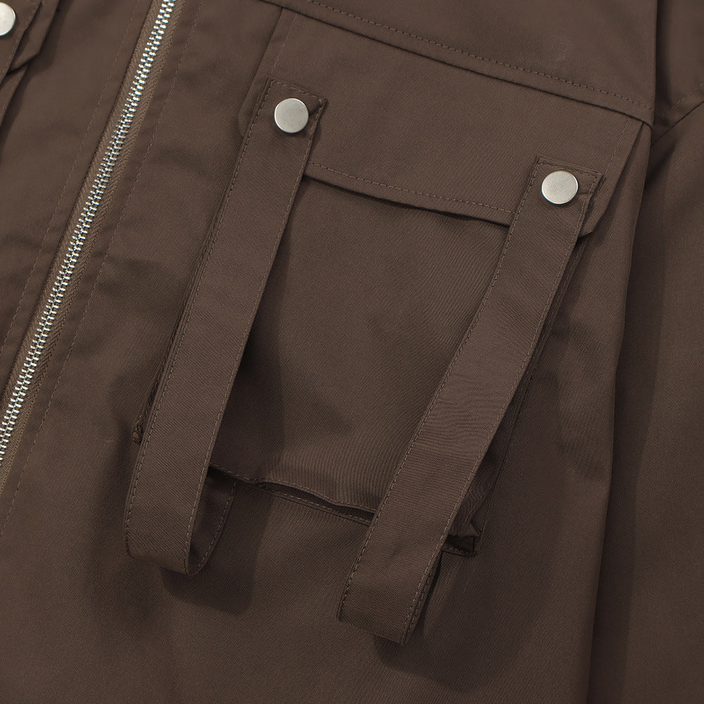 Men Jacket Coat Men's Autumn Loose Baggy Long Sleeve Zipper Jacket