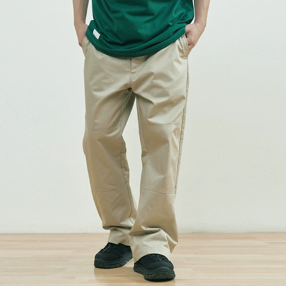 Men Sweatpants Simple Solid Color Straight Cargo Pants Loose Wide Leg Casual Trousers