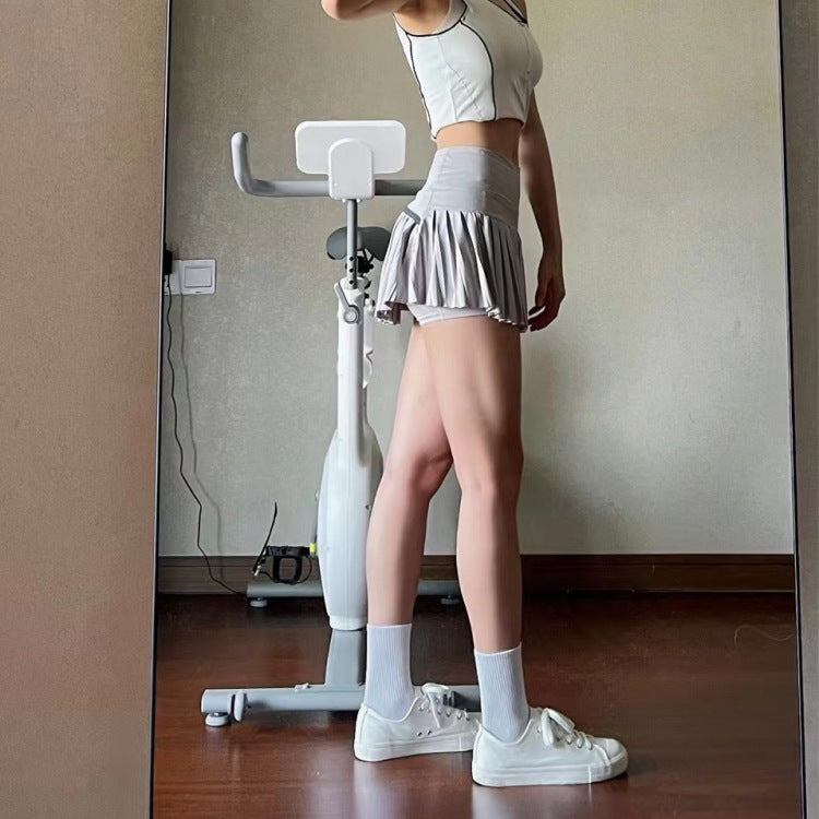 Women Yoga Sports Shorts Fitness Short Skirt Pleated Skirt Training Wear Quick-Drying Running Skirt