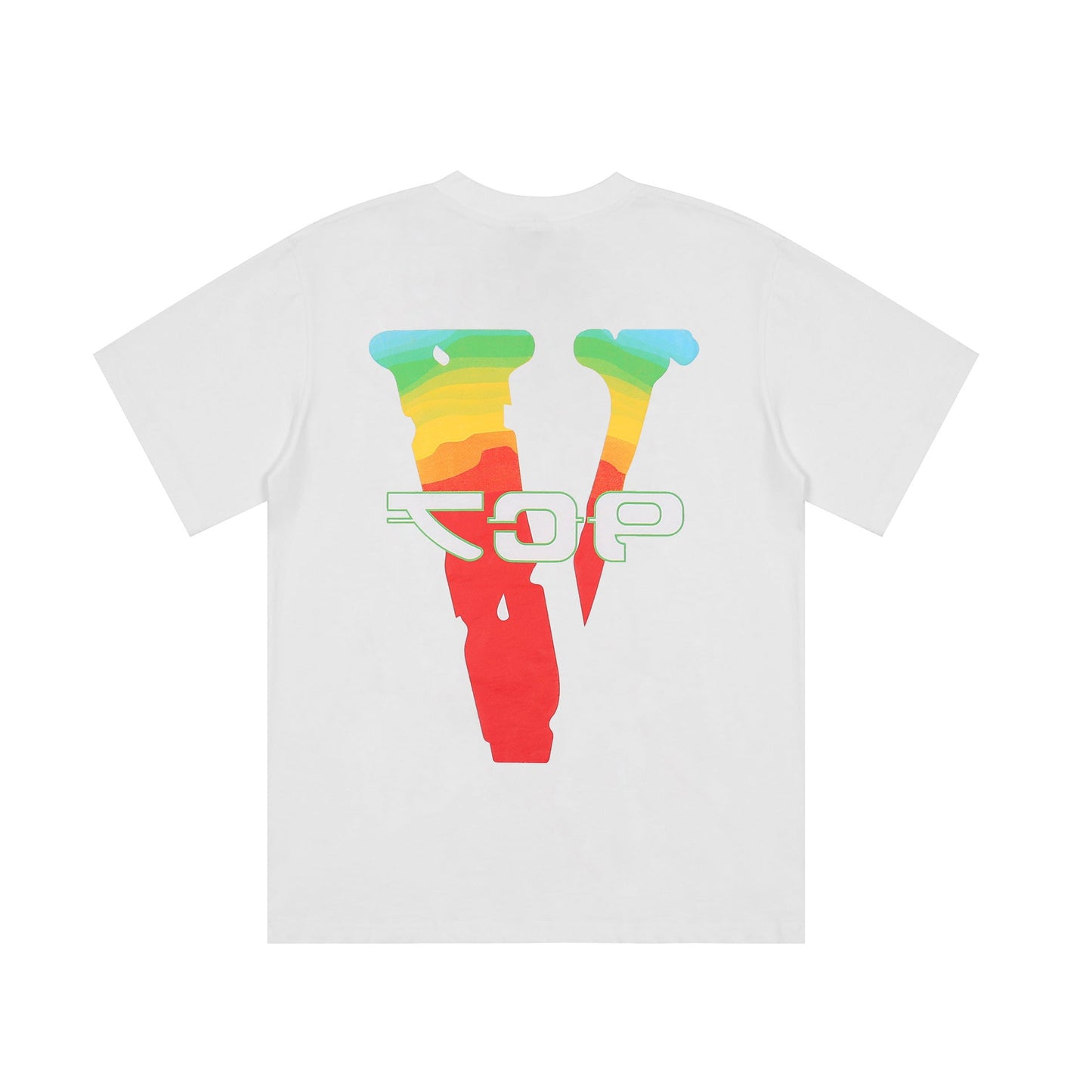 Vlone T Shirts Colorful Portrait Large V Printed Short Sleeve T-shirt Men and Women Hip Hop Loose Half Sleeve