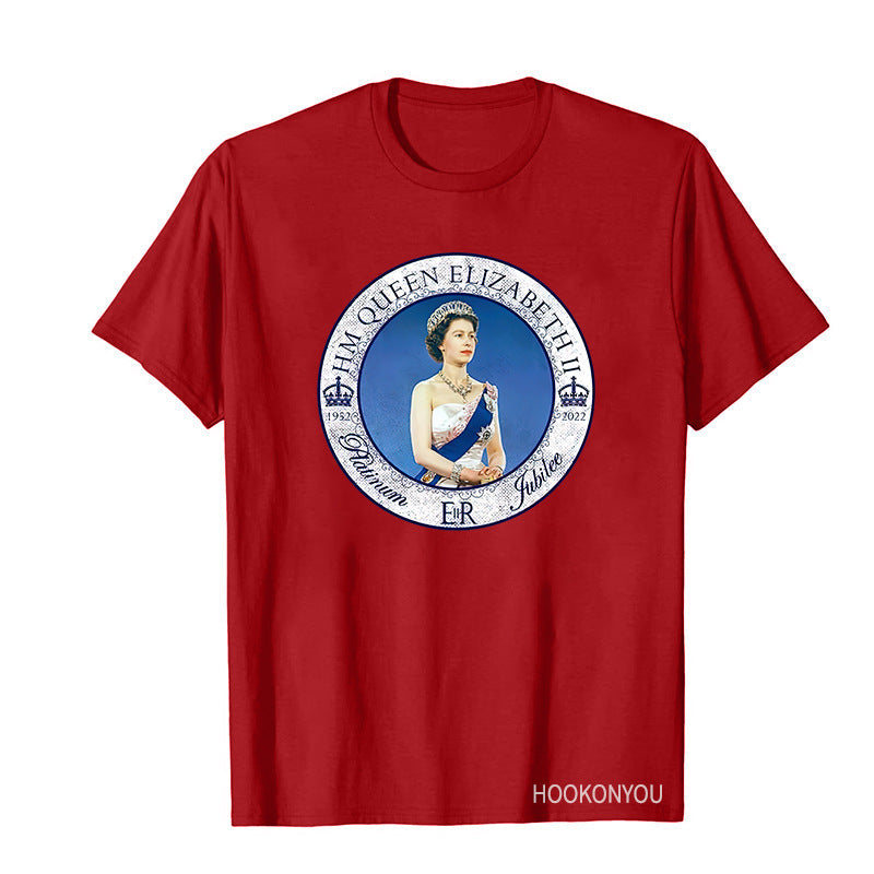 Inspired by Queen's Platinum Jubilee 2022 Elizabeth 70 Years T-shirt Printed round Neck Short Sleeve T-shirt